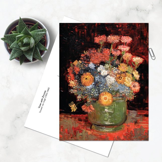 Vas med Zinnias Vincent Van Gogh Vykort (Skapare uppladdad)