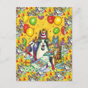 VÄS N' FITZ KATTER, KATTUNGAR, MUS, ROLIG FÖDELSED VYKORT