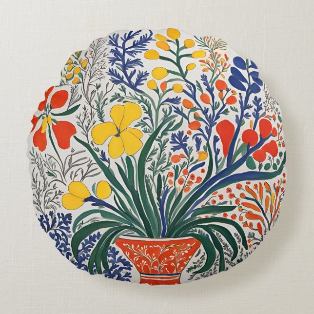 Vas och vilda blommor  rund kudde (Framsidan)