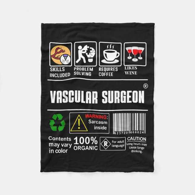 Vascular Surgeon Doctor Job Label Sarcasm Skills C Fleecefilt (Framsidan)