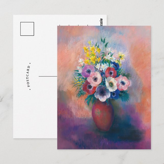 Vase D’anémones | Odilon Redon Vykort (Fram/baksida)