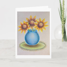 Vase med solrosor välkomstkort kort