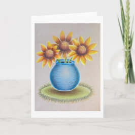 Vase med solrosor välkomstkort kort