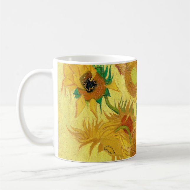Vase with fifteen sunflowers by Vincent Van Gogh Kaffemugg (Vänster)
