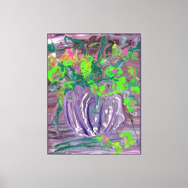 "Vase with flowers" mod. acrylic, impressionism Canvastryck (Framsida)