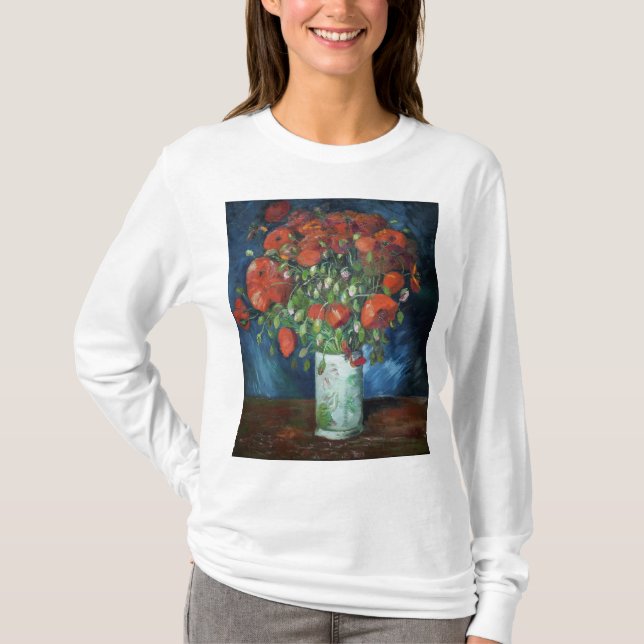 Vase with Poppies 1886 by Vincent van Gogh T Shirt (Framsida)