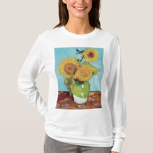 Vase with Three Sunglowers 1888 by Vincent van Gog T Shirt (Framsida)