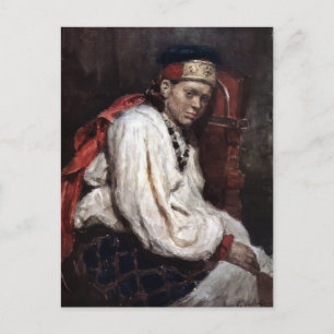 Vasily Surikov-modell i gammal rysk kostym Vykort