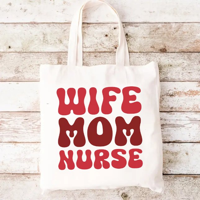 Väska för fru, mamma och sjuksköterska, examenspre (wife mom nurse tote, nurse tote bag, nurse graduation gift, wife gift bag, mom tote bag, mom gift)