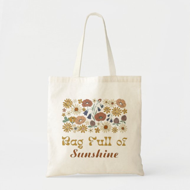 Väska full av solsken – Retro Boho Blomsterprakt (Framsidan)