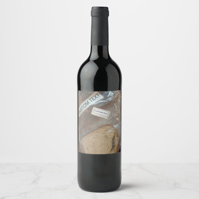 Väska med brödskiva vinflaska etikett (Framsida)
