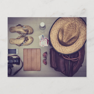 Väska Tematisk, Väska Redo Att Packas Med En Kamer Vykort