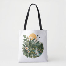 Väskan Mountain Sunset Floral Tote-Natur & Äventyr