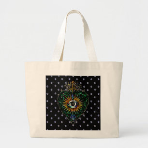 Väskan Sacred Heart med All-Seeing Eyes Jumbo Tote Tygkasse