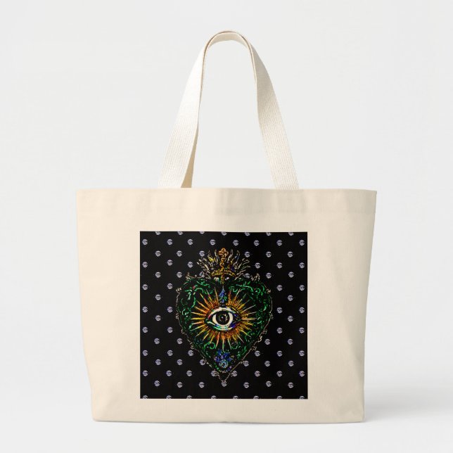 Väskan Sacred Heart med All-Seeing Eyes Jumbo Tote Tygkasse (Framsidan)