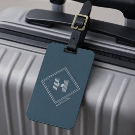 Väskemärke | Modern geometrisk monogram initial Bagagebricka