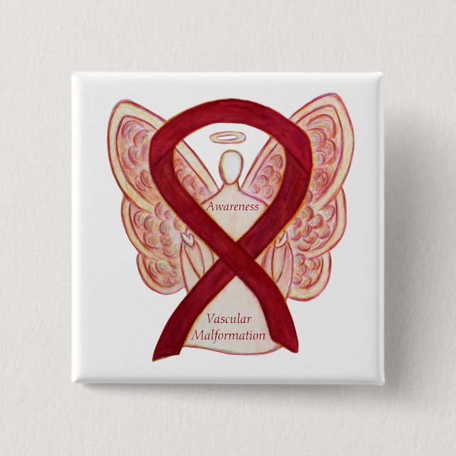 Vaskulär missbildningsmedvetenhet Ribbon Angel Pin Knapp (Framsida)