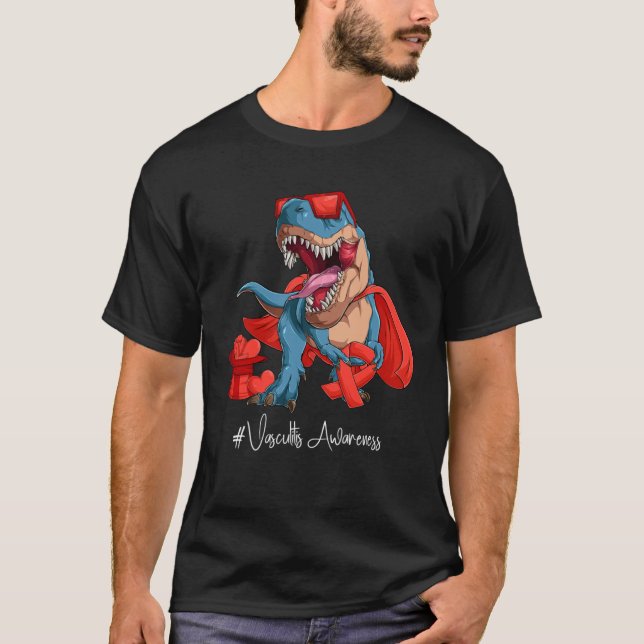 Vaskulit Awareness Month Red Ribbon Trex T Shirt (Framsida)