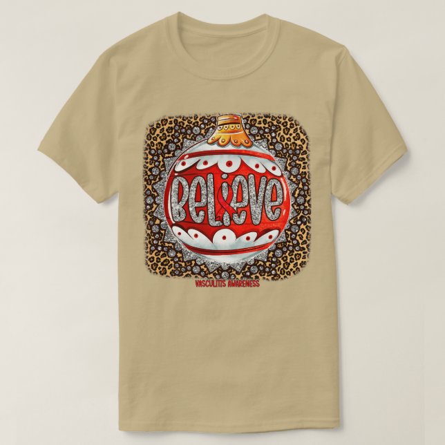 Vaskulit Medvetenhet Tro Ornament Leopard chri T Shirt (Design framsida)