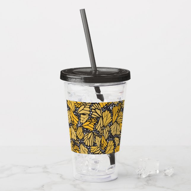 Vaso acrílico estampado mariposa monarca take away mugg (Framsida Ice)