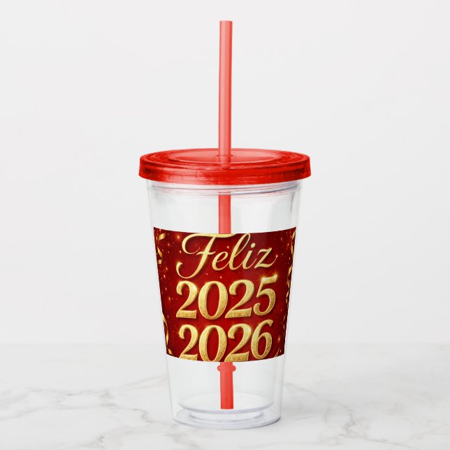 Vaso de Acrílico con Diseño “Feliz 2025–2026” | Id Take Away Mugg (Framsida)