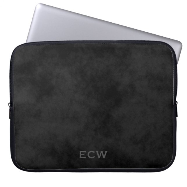 * Vass Faux-stämplad, svart, tonad Laptop Sleeve (Framsidan)