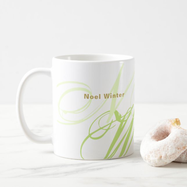 Vass Grönt, monogram överdimensionerat Initialer Kaffemugg (Med munk)