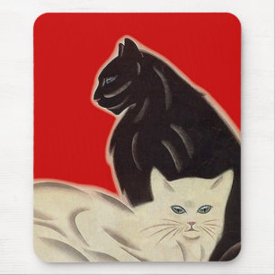 Vass röd svart vit för Mousepad art décokatter Musmatta