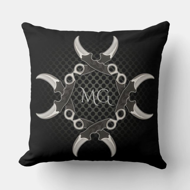 Vassa Kant-monogrammade böjda blad Kudde (Framsida)