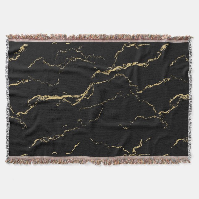 Vassa Svarta havet och Guld Marble Filt (Framsidan)