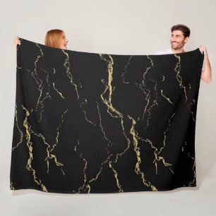 Vassa Svarta havet och Guld Marble Fleecefilt