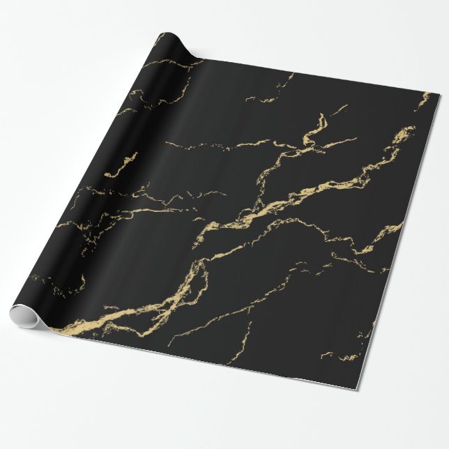 Vassa Svarta havet och Guld Marble Presentpapper (Utrullad)