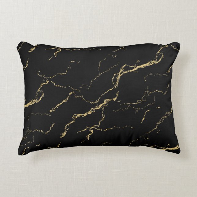 Vassa Svarta havet och Guld Marble Prydnadskudde (Framsidan)
