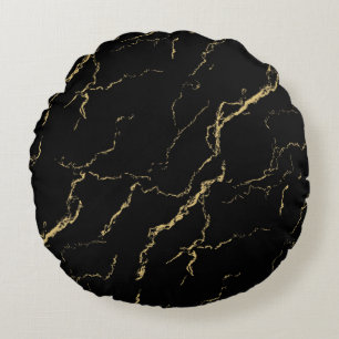 Vassa Svarta havet och Guld Marble Rund Kudde