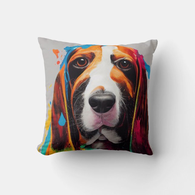 Vasset Hound Hund Pet Cute Adsible Animal Company Kudde (Framsida)