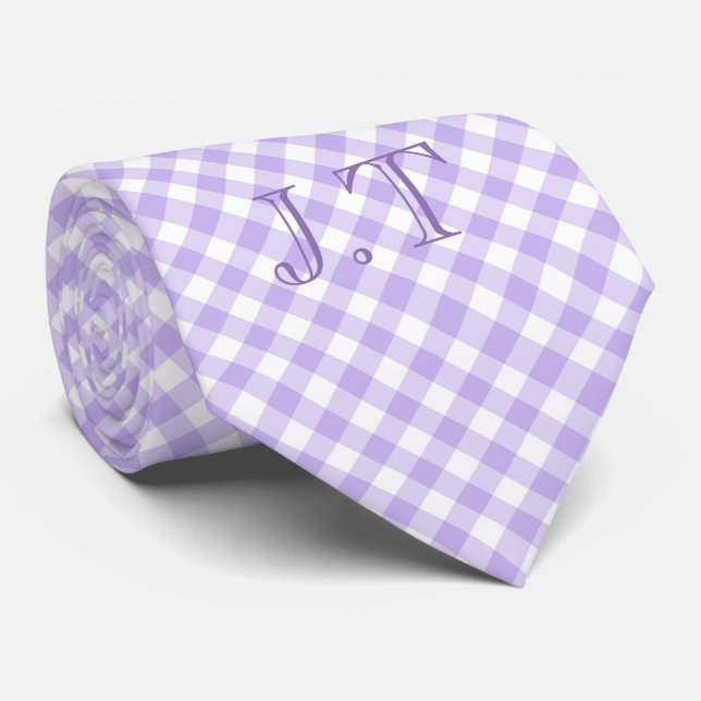 Vasst Tittar Lavender Gingham Mönster Monogram Slips (Rullad)