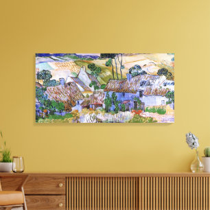 Vasstakade stugor vid en kulle av Vincent van Gogh Canvastryck