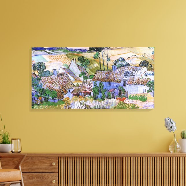 Vasstakade stugor vid en kulle av Vincent van Gogh Canvastryck (Insitu (Vardagsrum))