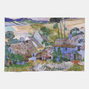 Vasstakade stugor vid en kulle av Vincent van Gogh Kökshandduk