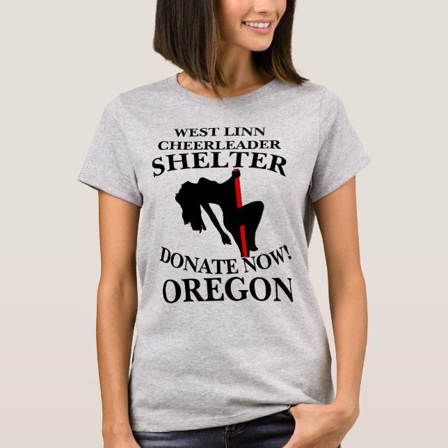 VÄST LINN CHEERLEADER SKYLTFONDER DONERA NU OREGON T SHIRT (Framsida)