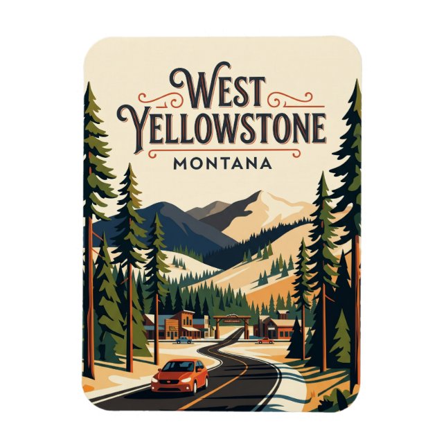 Väst Yellowstone USA Magnet (Vertikal)