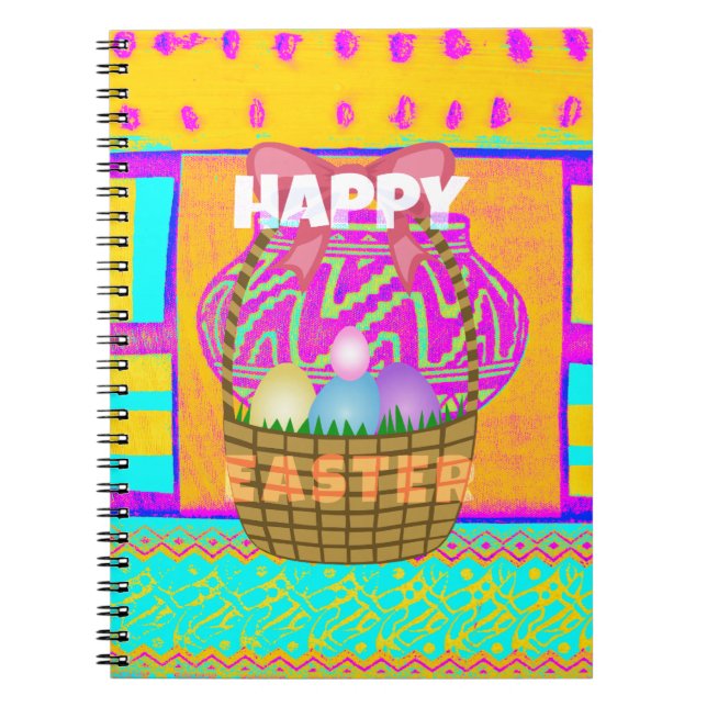 Väster African Inspired Påsk Basket & Eggs Art Anteckningsbok (Framsidan)