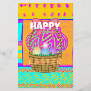 Väster African Inspired Påsk Basket & Eggs Art Brevpapper
