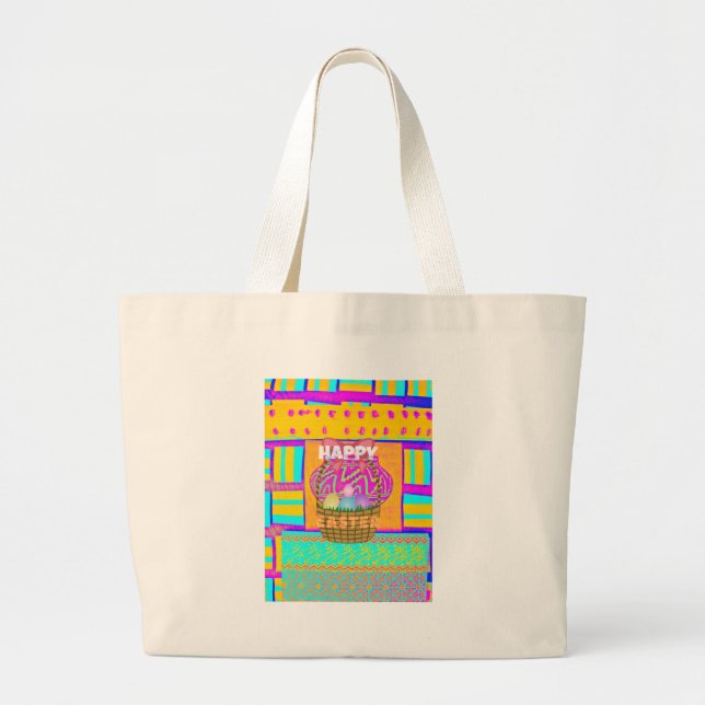 Väster African Inspired Påsk Basket & Eggs Art Jumbo Tygkasse (Framsidan)