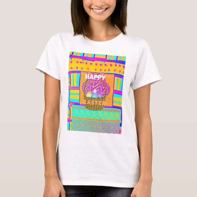 Väster African Inspired Påsk Basket & Eggs Art T-shirt (Framsida)