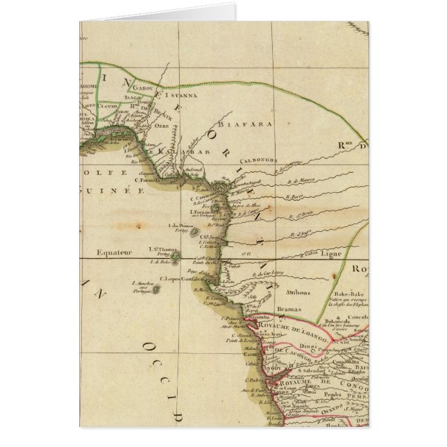 Väster Afrika Karta Hälsningskort (Framsidan)