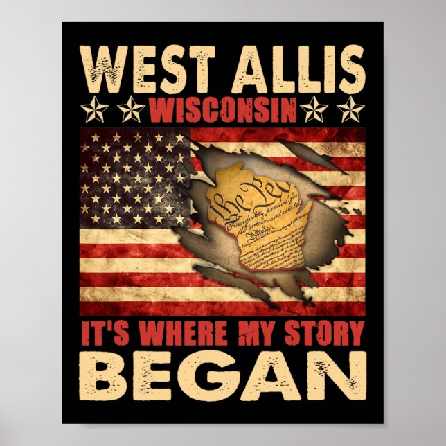 Väster Allis Wisconsin USA flagga 4 juli Poster (Framsidan)