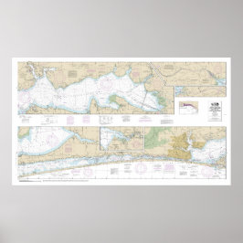 Väster Bay till Santa Rosa Nautical Chart 11385 Poster