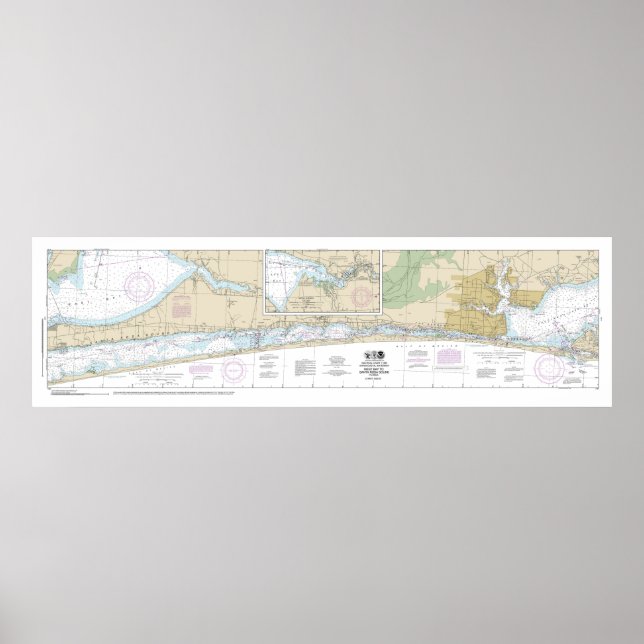 Väster Bay till Santa Rosa Side B Nautical Chart 1 Poster (Framsidan)