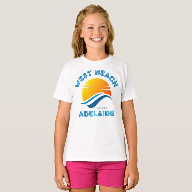 VÄSTER BEACH ADELAIDE South Australia T Shirt (Hel framsida)